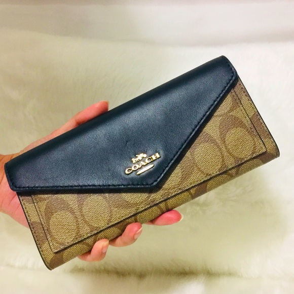 Coach Slim Envelope Black Wallet Signature Canvas - Picture 8 of 11